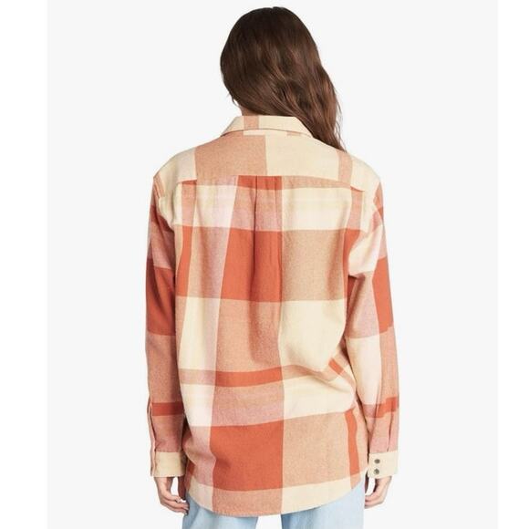Roxy Let It Go Flannel Long Sleeve Button Up Shirt Boyfriend Fit Size XS NWT - Picture 2 of 12